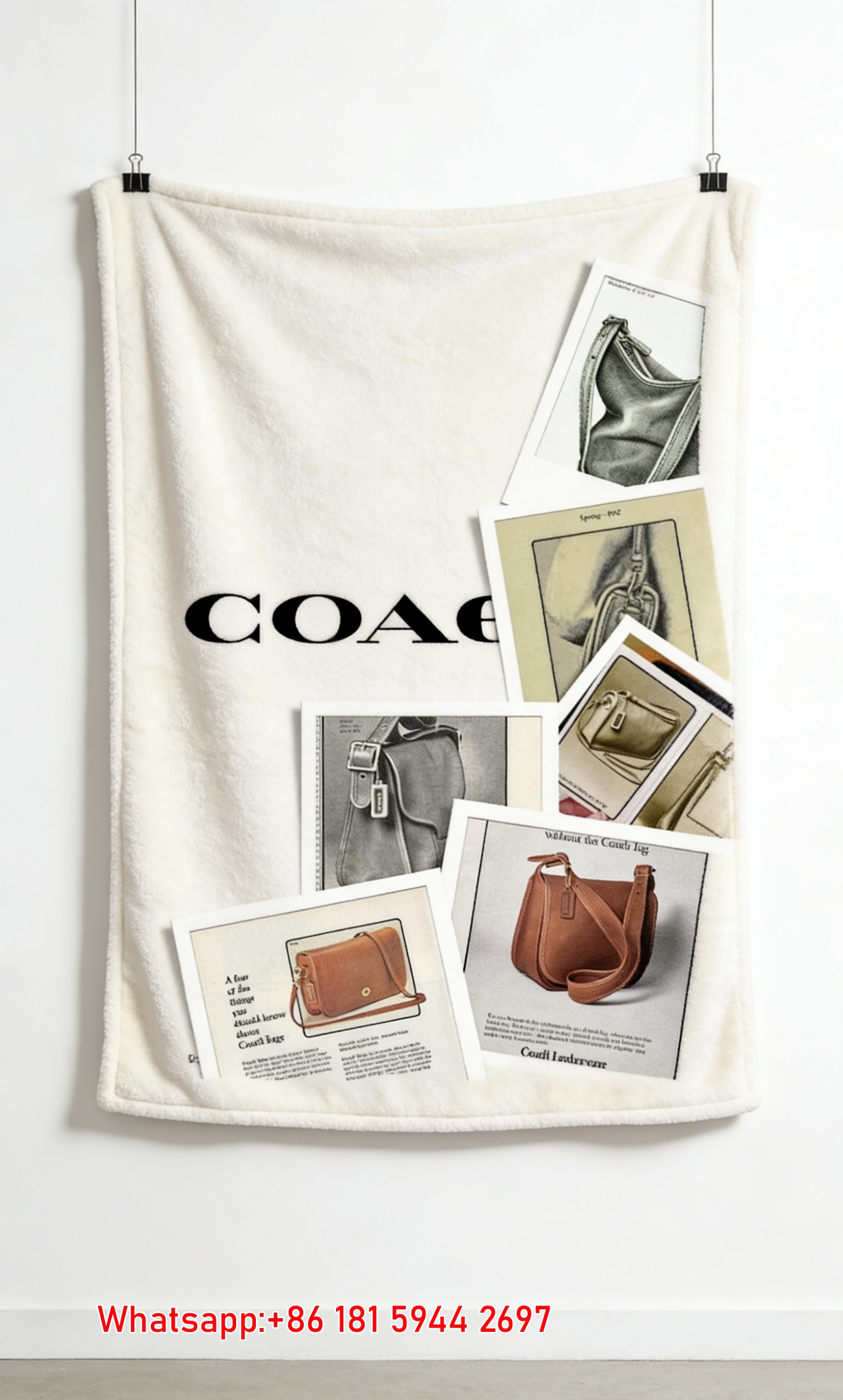Coach Vintage Print Flannel Sofa Throw Blanket C247